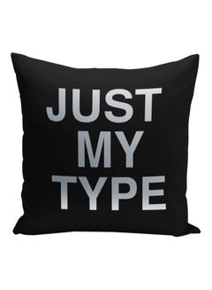 Buy Just My Type Printed Decorative Pillow Black/Silver 16x16inch in Saudi Arabia