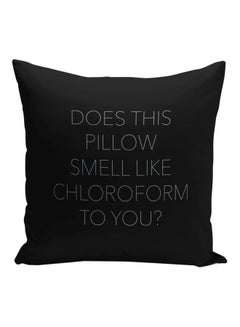 Buy Sleepy Funny Quote Printed Decorative Pillow Black/Silver 16x16inch in UAE