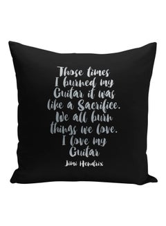 Buy Burned My Guitar Quote Printed Decorative Pillow Black/Silver 16x16inch in Saudi Arabia