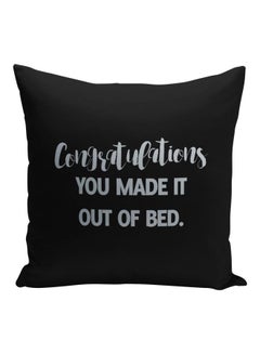 Buy Quote Printed Decorative Throw Pillow Black/Off White 16x16inch in Saudi Arabia