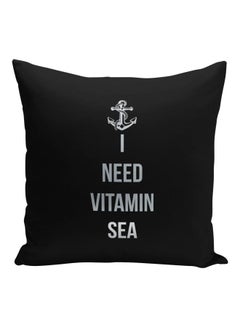 اشتري وسادة ديكور بطبعة "I Need Vitamin Sea" أسود/رمادي 16x16بوصة في السعودية