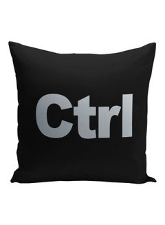 Buy Ctrl Printed Decorative Pillow Black/Silver 16x16inch in Saudi Arabia