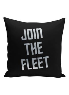 Buy Join The Fleet Quote Printed Decorative Pillow Black/Silver 16x16inch in Saudi Arabia