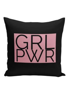 Buy Grl Pwr Quoted Decorative Pillow Black/Pink 16x16inch in Saudi Arabia