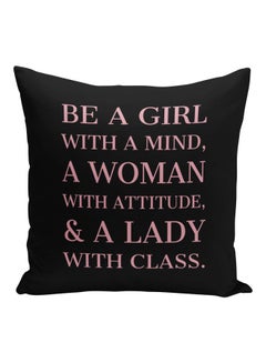 Buy Inspirational Quote Printed Decorative Pillow Black/Pink 16x16inch in Saudi Arabia