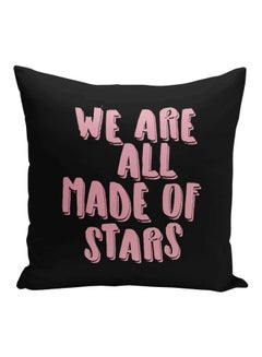 Buy We Are All Made Of Stars Quoted Decorative Pillow Black/Pink 16x16inch in Saudi Arabia