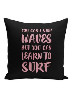 Buy Quote Printed Decorative Pillow Black/Pink 16x16inch in Saudi Arabia