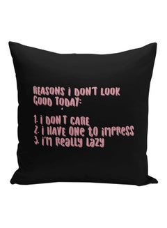 Buy Look Good Today Quote Printed Decorative Pillow Black/Pink 16x16inch in Saudi Arabia