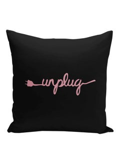 Buy Unplug Printed Decorative Pillow Black/Rose Gold 16x16inch in Saudi Arabia