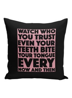 Buy Quote Printed Decorative Pillow Black/Pink 16x16inch in Saudi Arabia