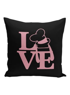 Buy Love Printed Decorative Pillow Black/Pink 16x16inch in Saudi Arabia