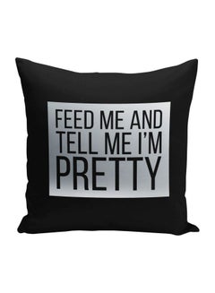 Buy Quote Printed Decorative Couch Pillow Black/Grey 16x16inch in Saudi Arabia