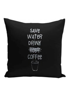 اشتري وسادة ديكور بطبعة "Save Water" أسود/فضي 16x16بوصة في السعودية