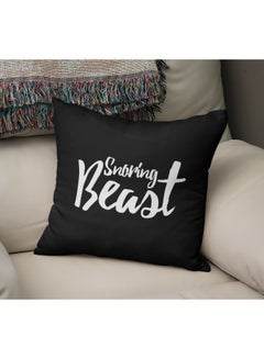 Buy Snoring Beast Printed Decorative Pillow Black/White 16x16inch in Saudi Arabia