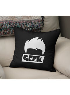 Buy Geek Printed Decorative Pillow Black/Pearl White 16x16inch in Saudi Arabia