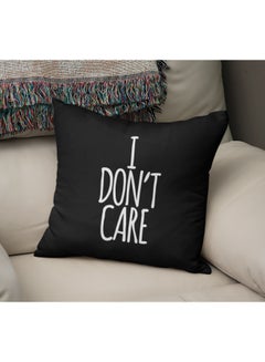 Buy I Don't Care Printed Decorative Pillow Black/Pearl White 16x16inch in Saudi Arabia