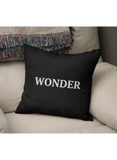 اشتري "وسادة زينة مطبوع عليها كلمة "Wonder" أسود/ أبيض 16x16بوصة في السعودية