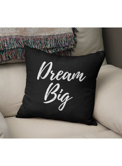 اشتري وسادة زينة مطبوع عليها عبارة "Dream Big" أسود/ أبيض 16x16بوصة في الامارات