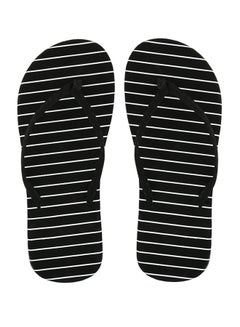 Buy Fashion Beach Thong Flat Flip Flops Black/White in Saudi Arabia