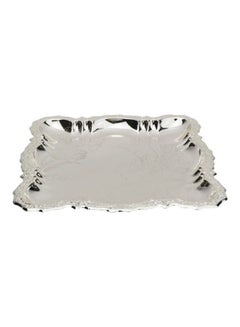 Buy Danet Metal Serving Tray Silver 28x28x2centimeter in Saudi Arabia