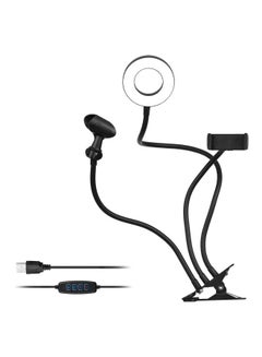 Buy Clip-On Mini USB Ring Light With Microphone And Phone Holder Black in Saudi Arabia