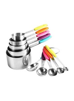 Buy 10 Piece Stainless Steel Measuring Cups And Spoons Set For Cooking And Baking Multicolour in Saudi Arabia