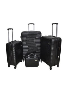 Buy Hardside 4 Piece Luggage Trolley Set Black in Egypt