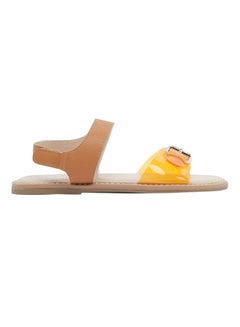 Buy Infant Girls Buckle Detail Sandals Yellow/Brown in UAE