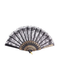 Buy Chinese Vintage Fancy Dress Costume Folding Lace Hand Fan Black in Egypt