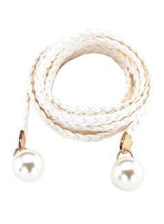 Buy Pearl Braided Waist Belt White in UAE