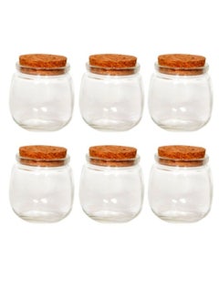 اشتري 6-Piece Spices Jar With Cork Set Clear/Orange 100ml في السعودية