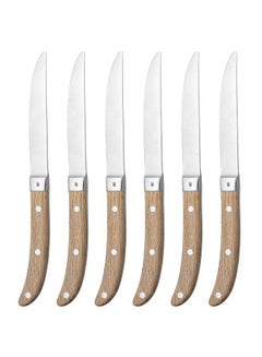 Buy 6-Piece Ranch Steak Knife Set Silver/Brown 6centimeter in UAE