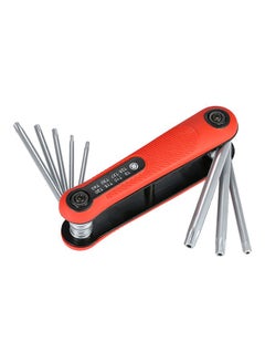 Buy 8-Piece Foldable Hex Screwdriver Wrench Set Red/Black/Silver in Saudi Arabia