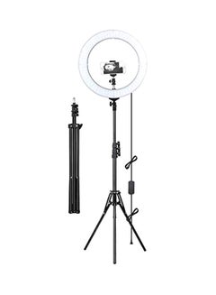 Buy Dimmable LED Ring Light With Tripod Stand White/Black in UAE
