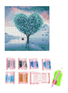 Buy DIY 5D Diamond Heart Painting Embroidery Wall Decor Kit Green/Blue/Pink 30 x 30centimeter in Saudi Arabia
