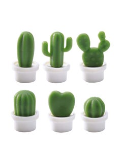 Buy 6-Piece Cactus Shaped Cute Fridge Magnet Notes Sticker Set White/Green 11 x 6centimeter in Saudi Arabia