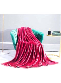 Buy Soft Solid Blanket Polyester Red 220x240cm in Saudi Arabia