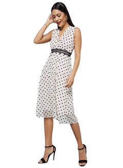 Buy Polka Dot Dress White/Black in UAE