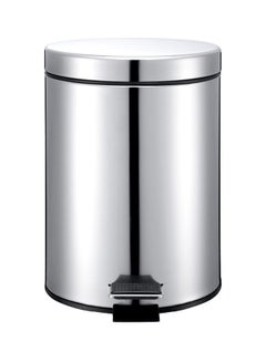 Buy Portable Trash Bin With Pedal Silver/Black 30 x 43cm in Saudi Arabia