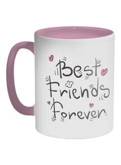 Buy Best Friends For Ever Printed Coffee Mug Pink/White/Black 325ml in Saudi Arabia