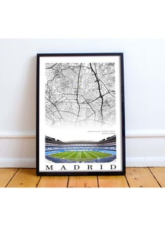 Buy City Map Of Madrid - Real Madrid Santiago Bernabéu Stadium Poster With Frame White/Black/Green 30x40centimeter in UAE