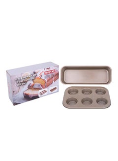 Buy 2 pcs set Muffin and Loaf Pan gold 34centimeter in UAE