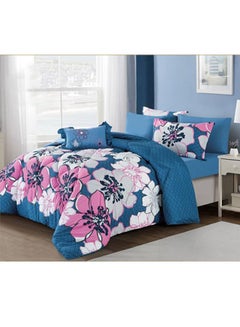 Buy 4-Piece Digital Print Comforter Set polyester Blue Single in Saudi Arabia