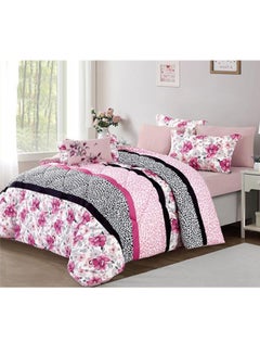 Buy 4-Piece Digital Print Comforter Set Polyester Pink Single in Saudi Arabia