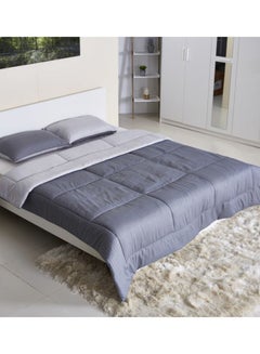 Buy 3-Piece Bristol Reversible Comforter Set Microfiber Grey Comforter (160x220), 2 Pillow Case (50x75)centimeter in UAE