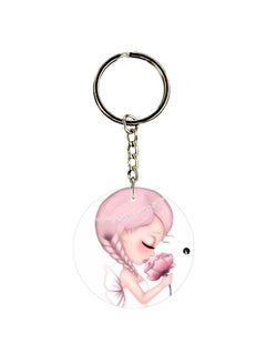 Buy Cartoon Girl Printed Dual Sided Key Ring in UAE