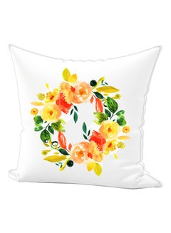 Buy Decorative Flower Printed Throw Pillow White/Yellow/Red 40x40cm in UAE