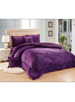 Buy 6-Piece Winter Fur Comforter Set Microfiber Purple King in UAE