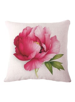 Buy Floral Painted Pillowcase Cotton White/Pink/Green in Saudi Arabia