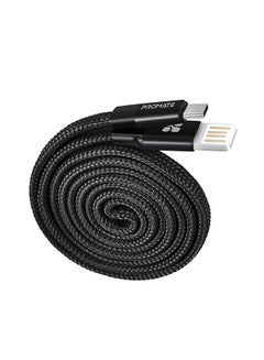 Buy Premium Fabric Braided Aluminium Alloy Reversible USB-A to Type-C Cable With 2A Fast Charge and Sync For All Type-C Smartphones, Tablet, Coiline-C Black in Saudi Arabia